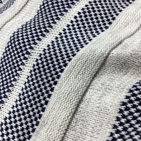 American Living Striped Blue Ivory Fringe Cardigan Sweater XL - Picture 6 of 7